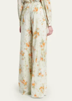 McQueenFloral Silk Straight-Leg Pajama Trousers
