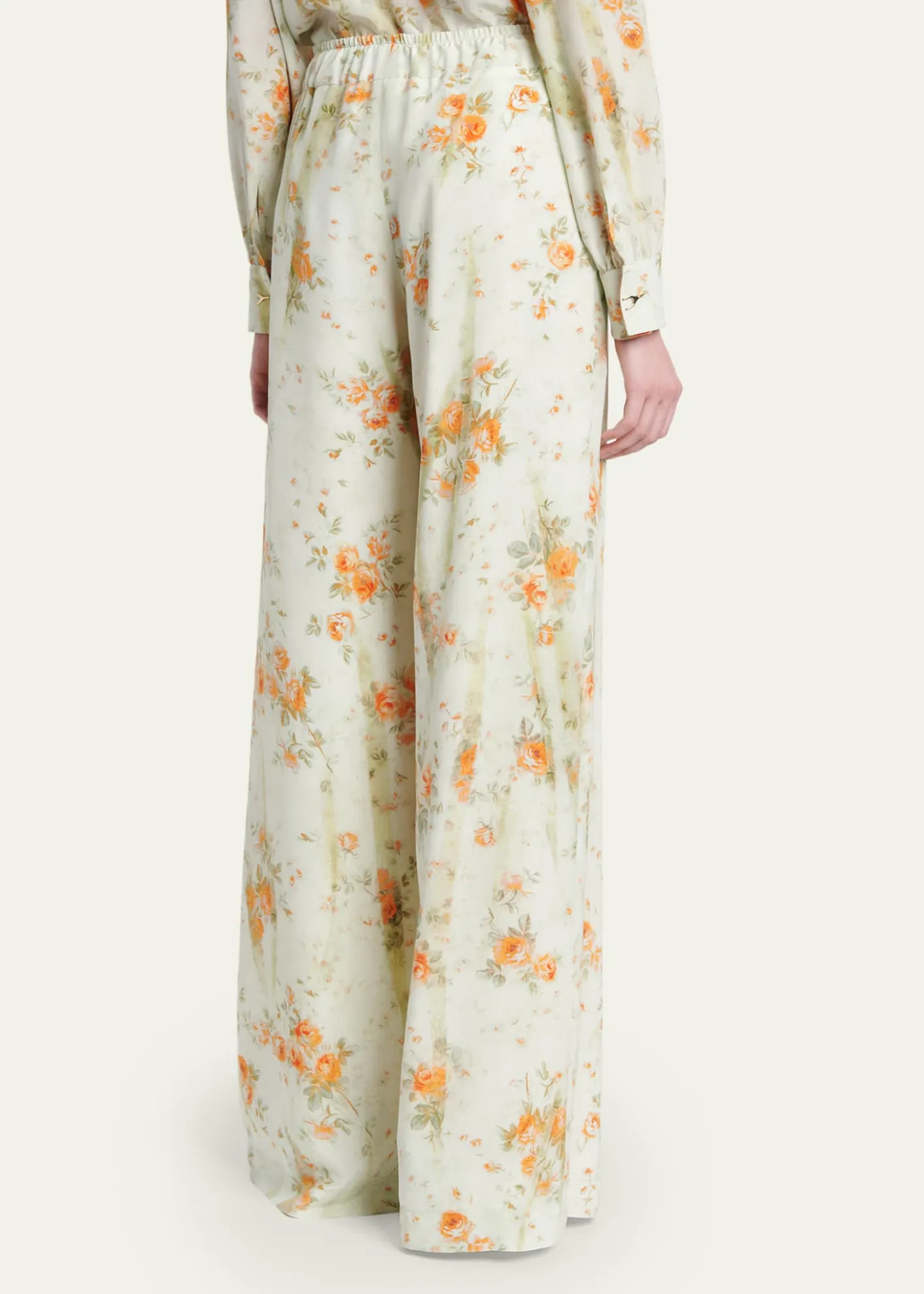 McQueenFloral Silk Straight-Leg Pajama Trousers