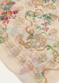 McQueenFloral Skull Silk Scarf