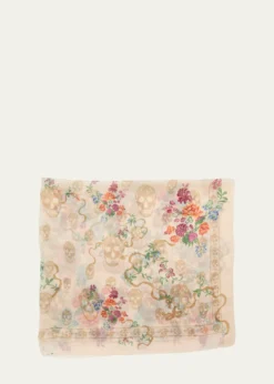 McQueenFloral Skull Silk Scarf