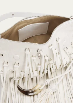 McQueenFringed Croc-Embossed Leather Shoulder Bag