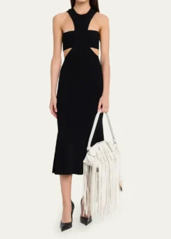 McQueenFringed Croc-Embossed Leather Shoulder Bag