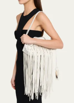 McQueenFringed Croc-Embossed Leather Shoulder Bag