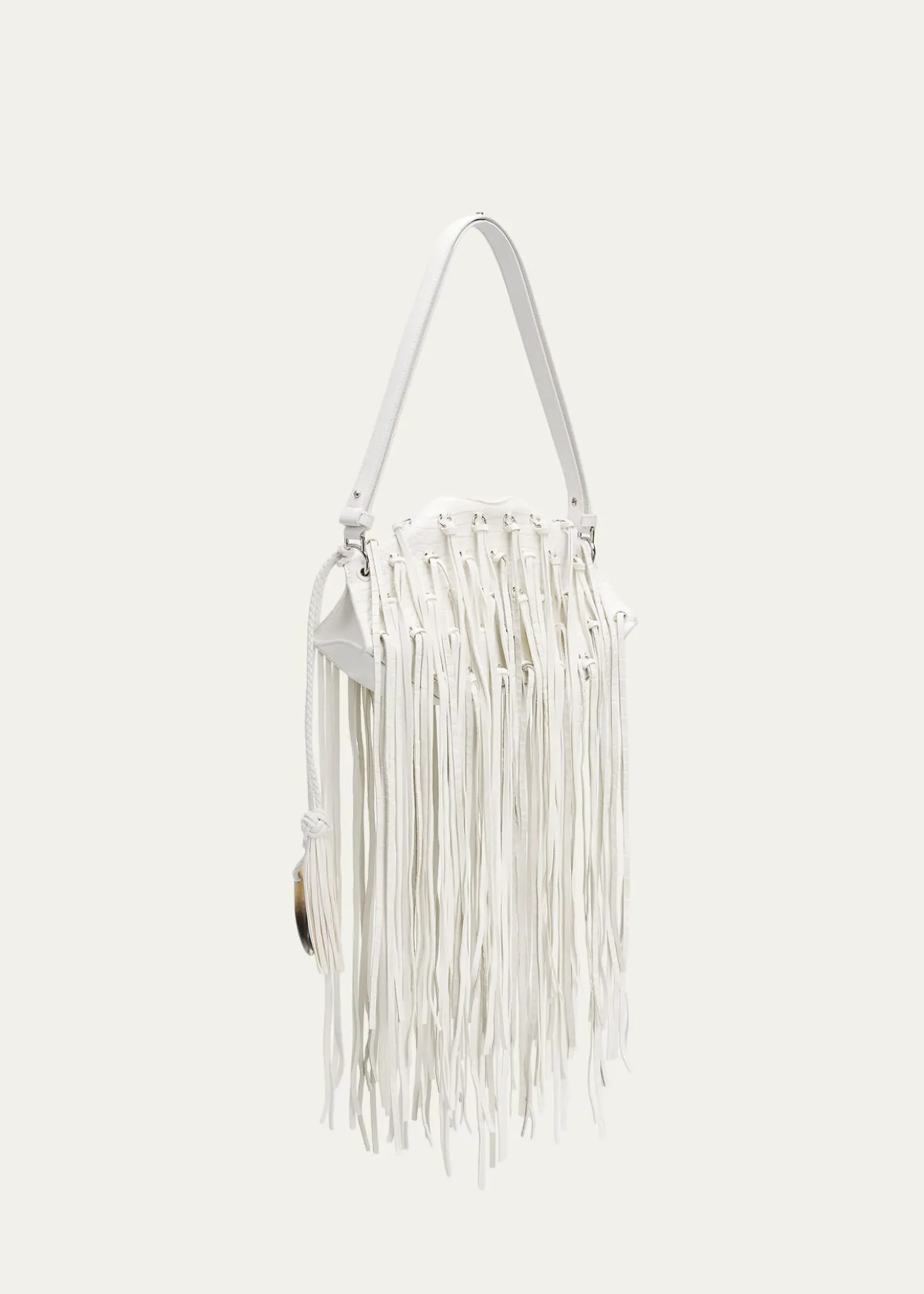 McQueenFringed Croc-Embossed Leather Shoulder Bag