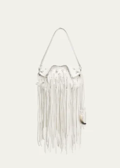 McQueenFringed Croc-Embossed Leather Shoulder Bag