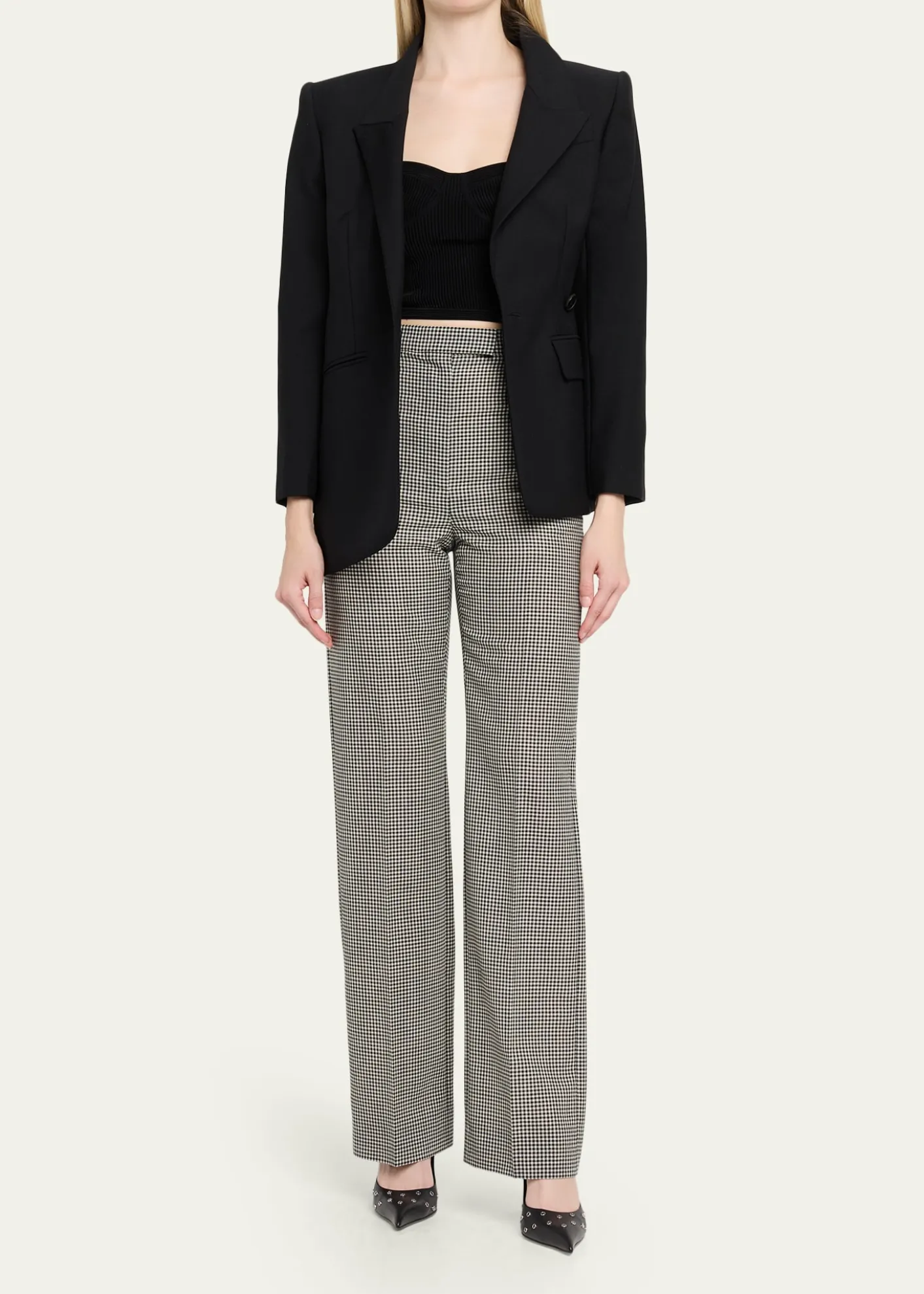 McQueenGingham Check Straight-Leg Trousers