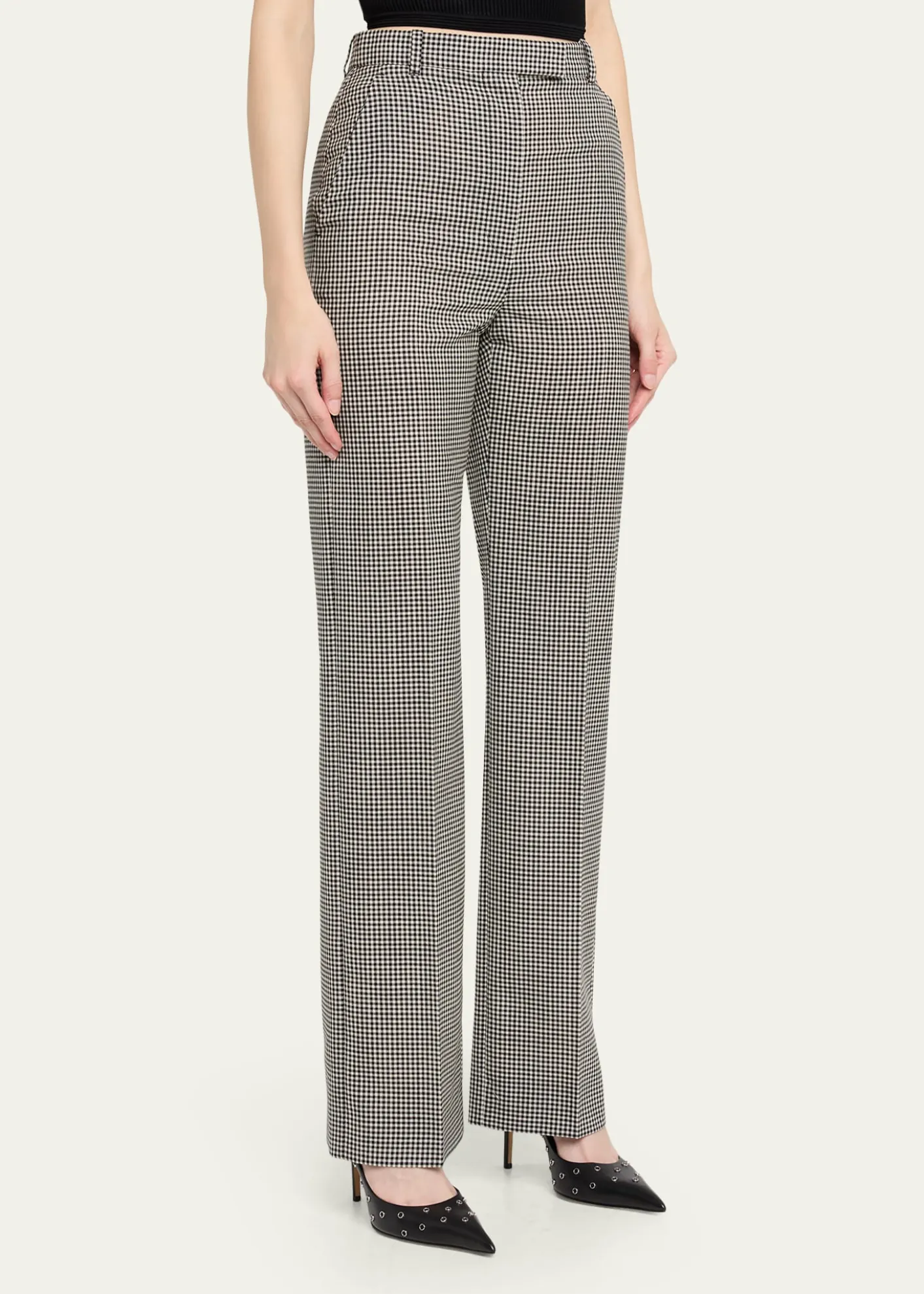 McQueenGingham Check Straight-Leg Trousers