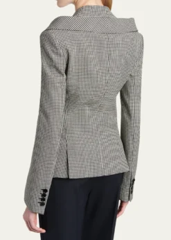 McQueenGingham Off-The-Shoulder Single-Breasted Jacket