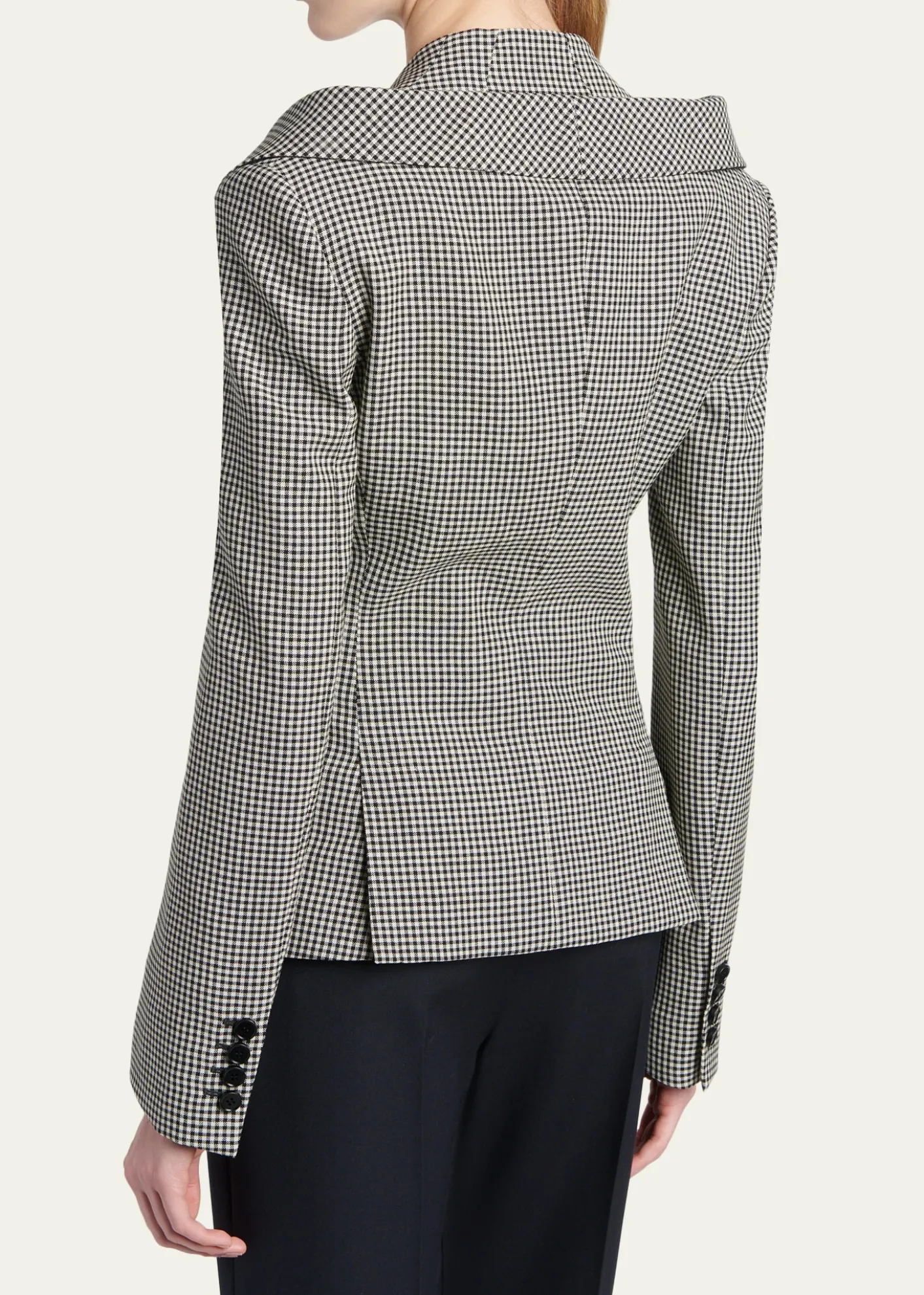 McQueenGingham Off-The-Shoulder Single-Breasted Jacket