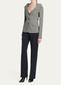 McQueenGingham Off-The-Shoulder Single-Breasted Jacket
