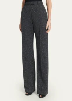 McQueenHigh-Rise Pinstripe Straight-Leg Trousers