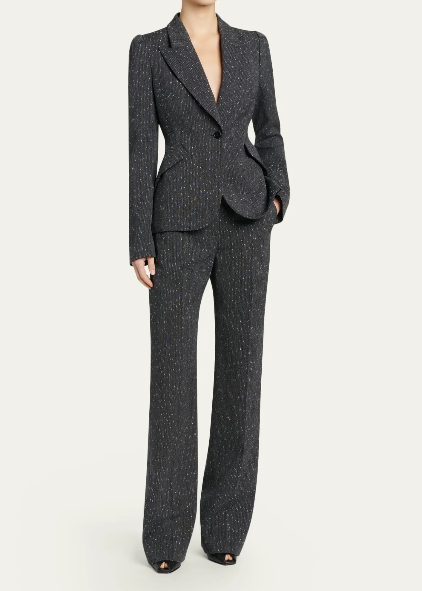 McQueenHigh-Rise Pinstripe Straight-Leg Trousers