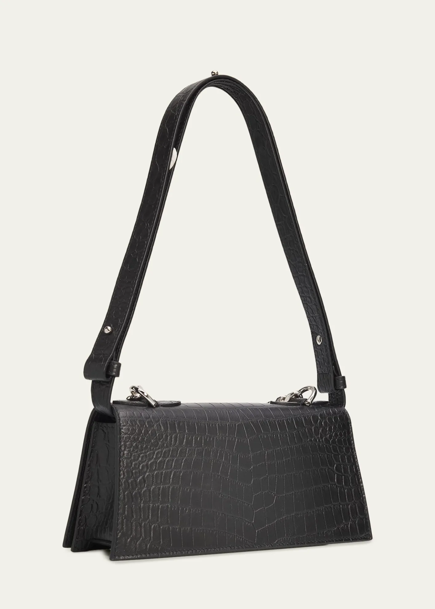 McQueenJeweled Croc-Embossed Leather Shoulder Bag