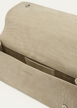 McQueenJewelled Croc-Embossed Suede Top-Handle Bag