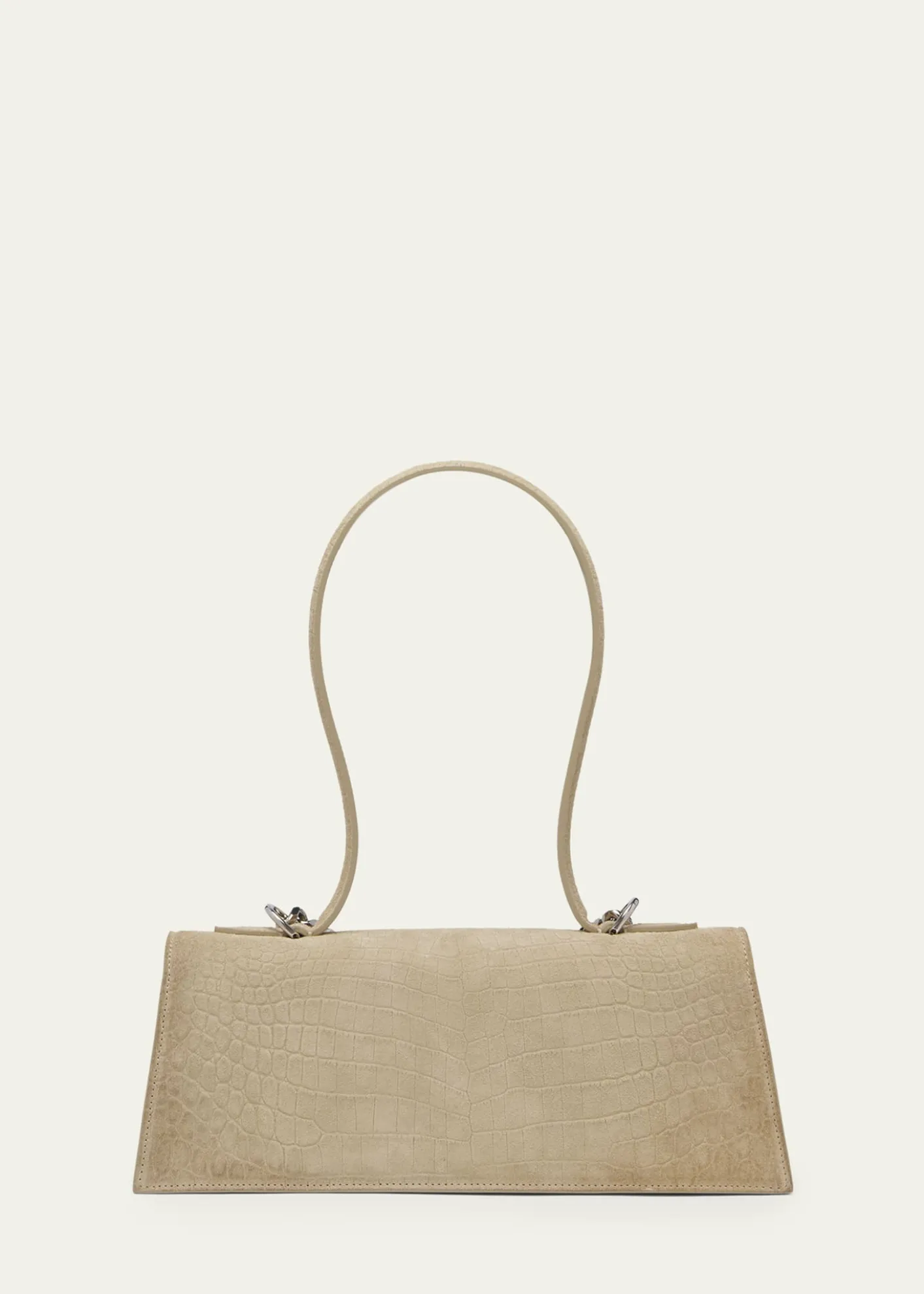 McQueenJewelled Croc-Embossed Suede Top-Handle Bag