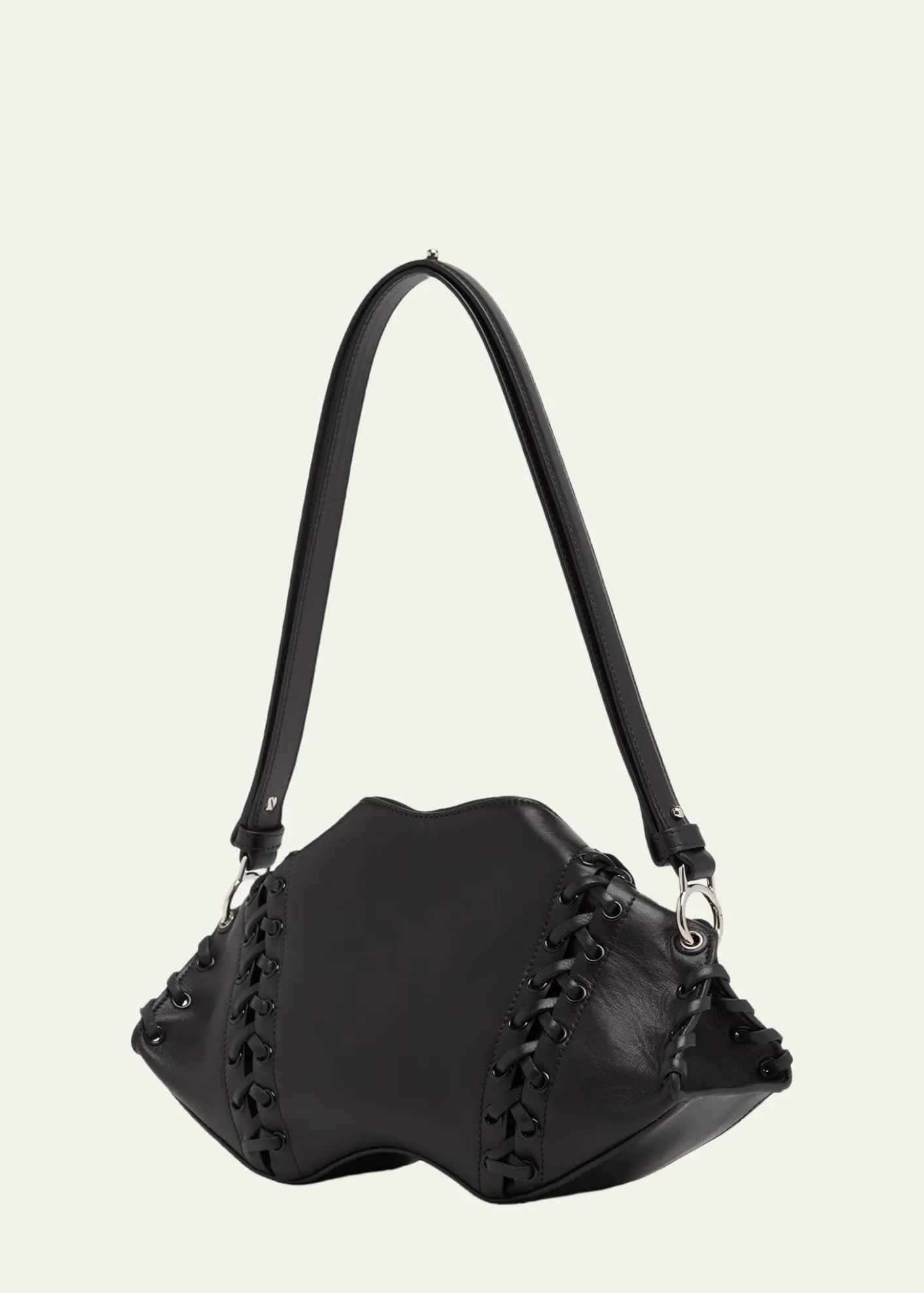 McQueenLace-Up Corset Leather Shoulder Bag