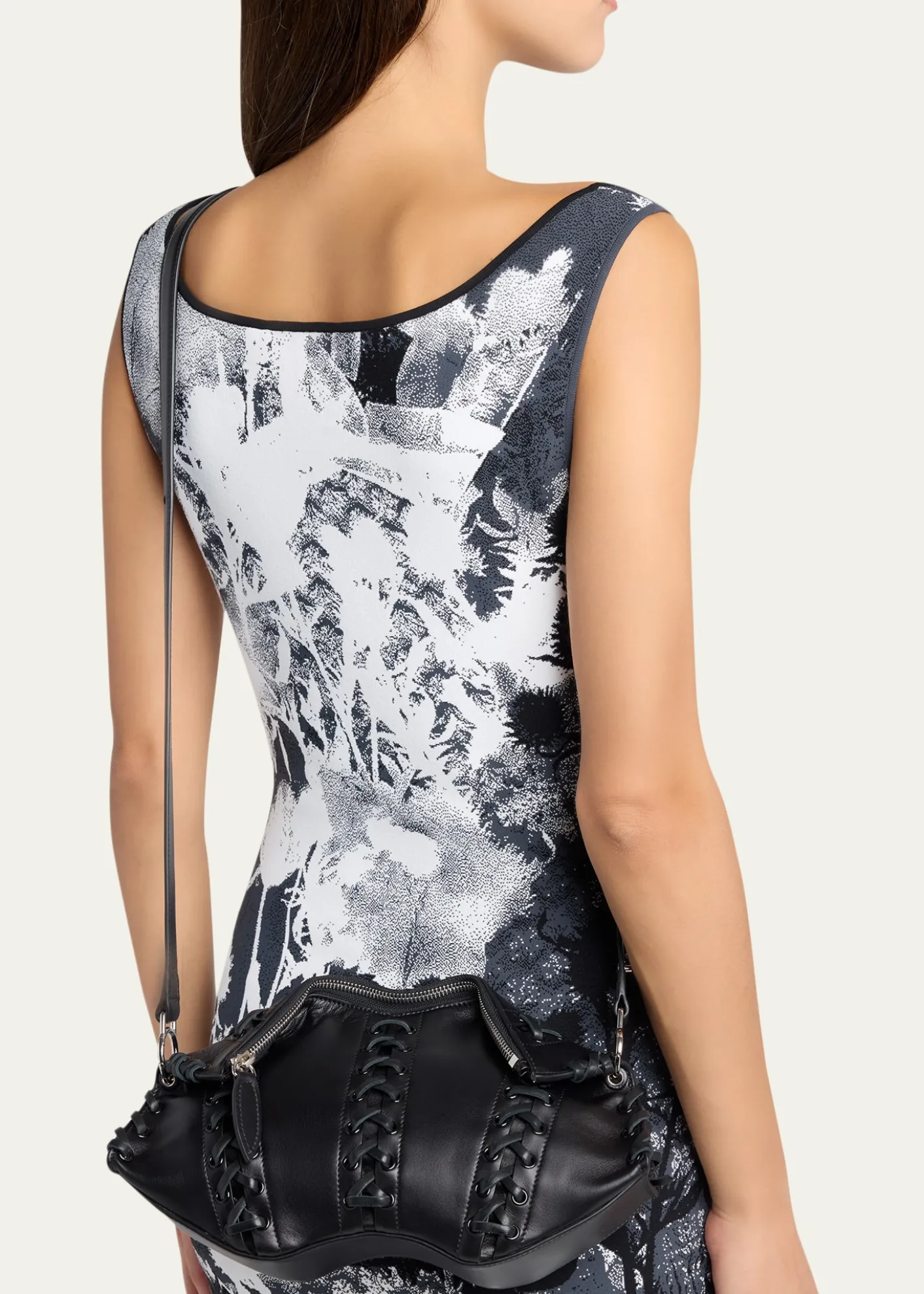 McQueenLace-Up Corset Leather Shoulder Bag