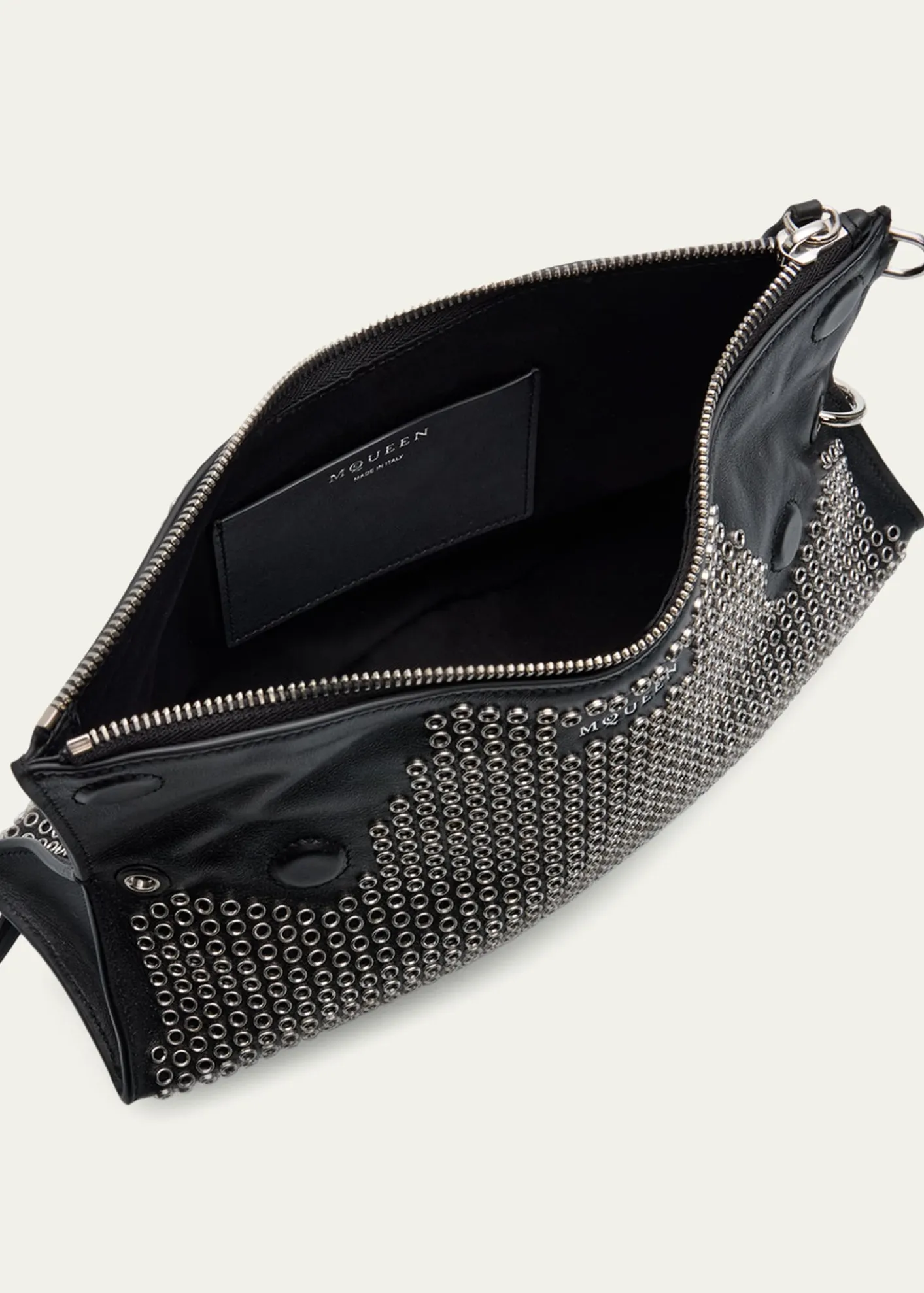 McQueenManta Eyelet-Covered Leather Clutch Bag