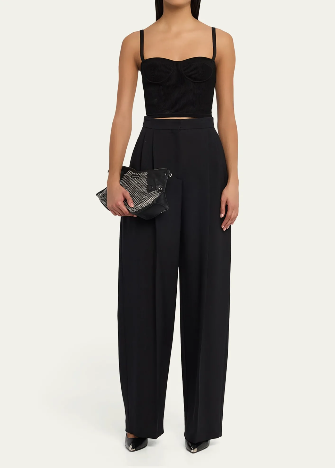 McQueenManta Eyelet-Covered Leather Clutch Bag