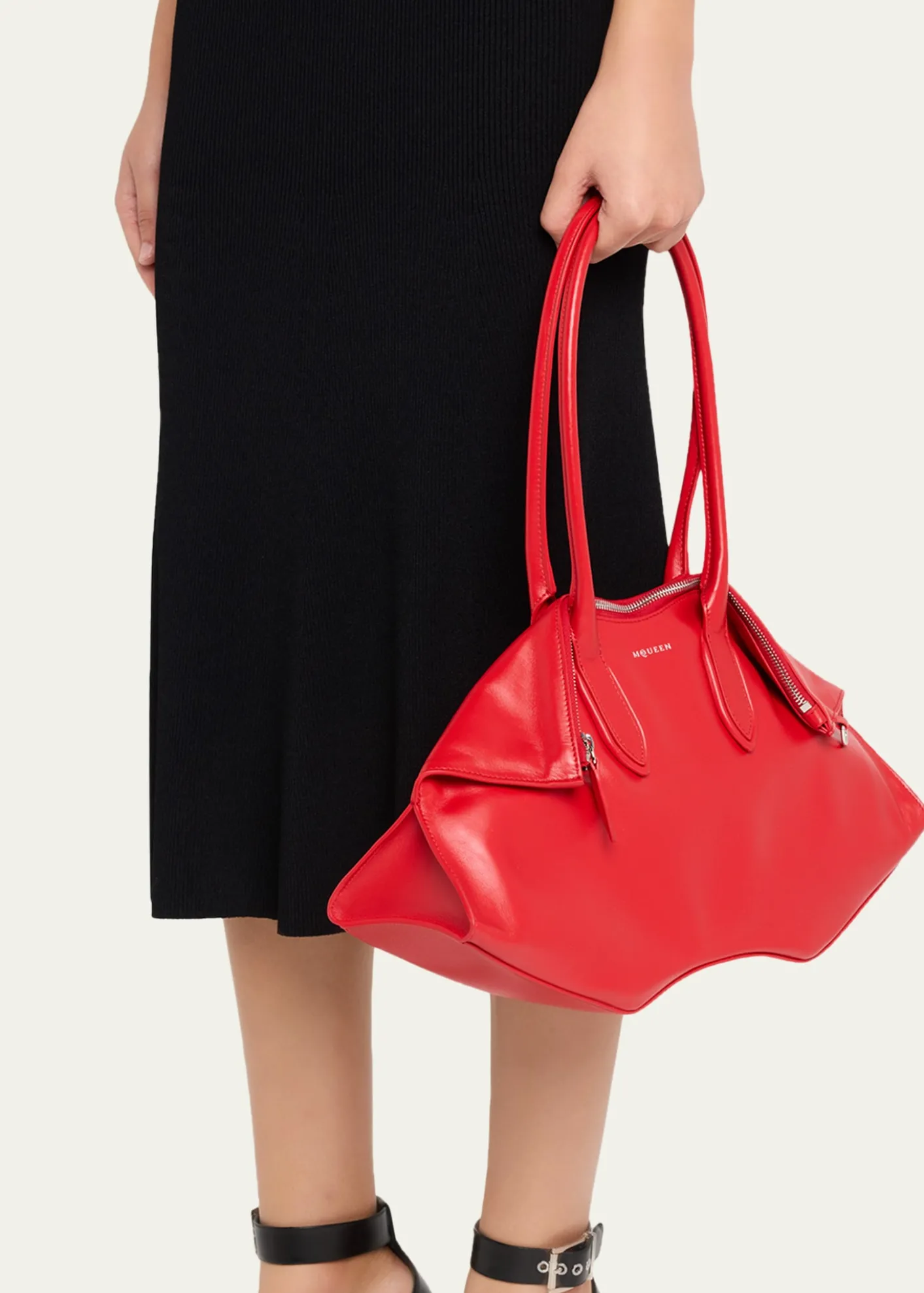 McQueenManta Sculptural Nappa Leather Shoulder Bag