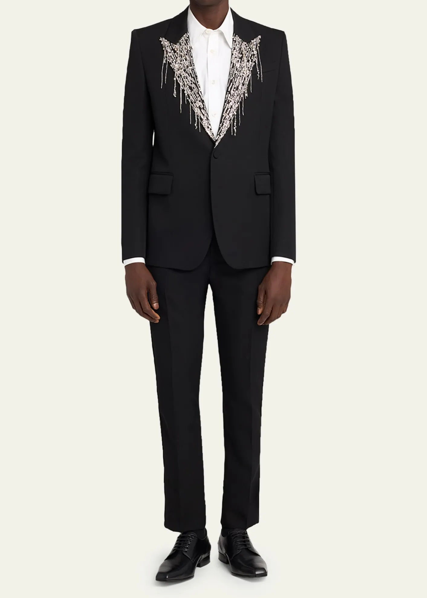 McQueenMen's Crystal Embroidery Single-Breasted Sport Coat