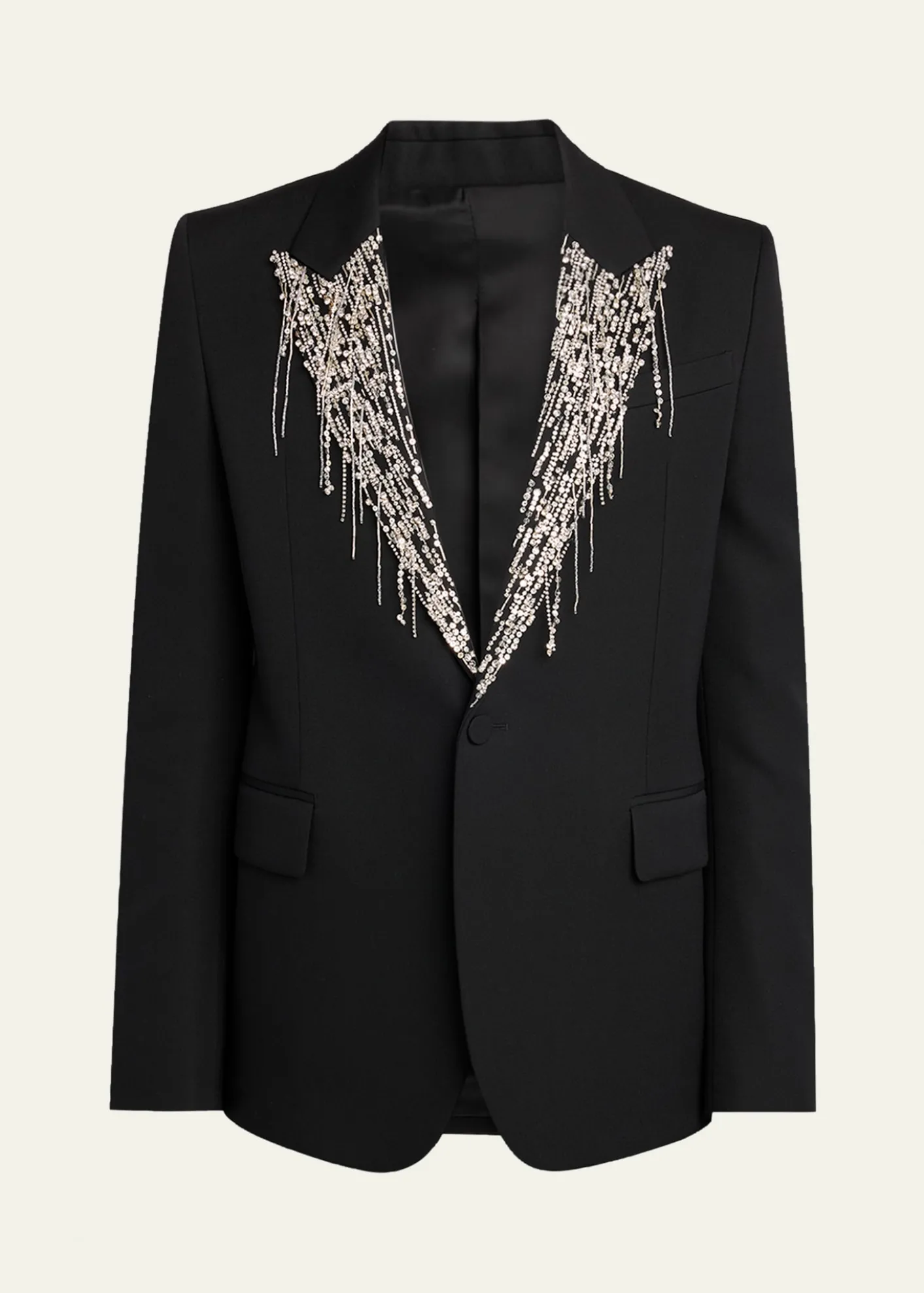 McQueenMen's Crystal Embroidery Single-Breasted Sport Coat