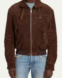 McQueenMen's Harrington Cropped Leather Bomber Jacket