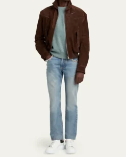 McQueenMen's Harrington Cropped Leather Bomber Jacket