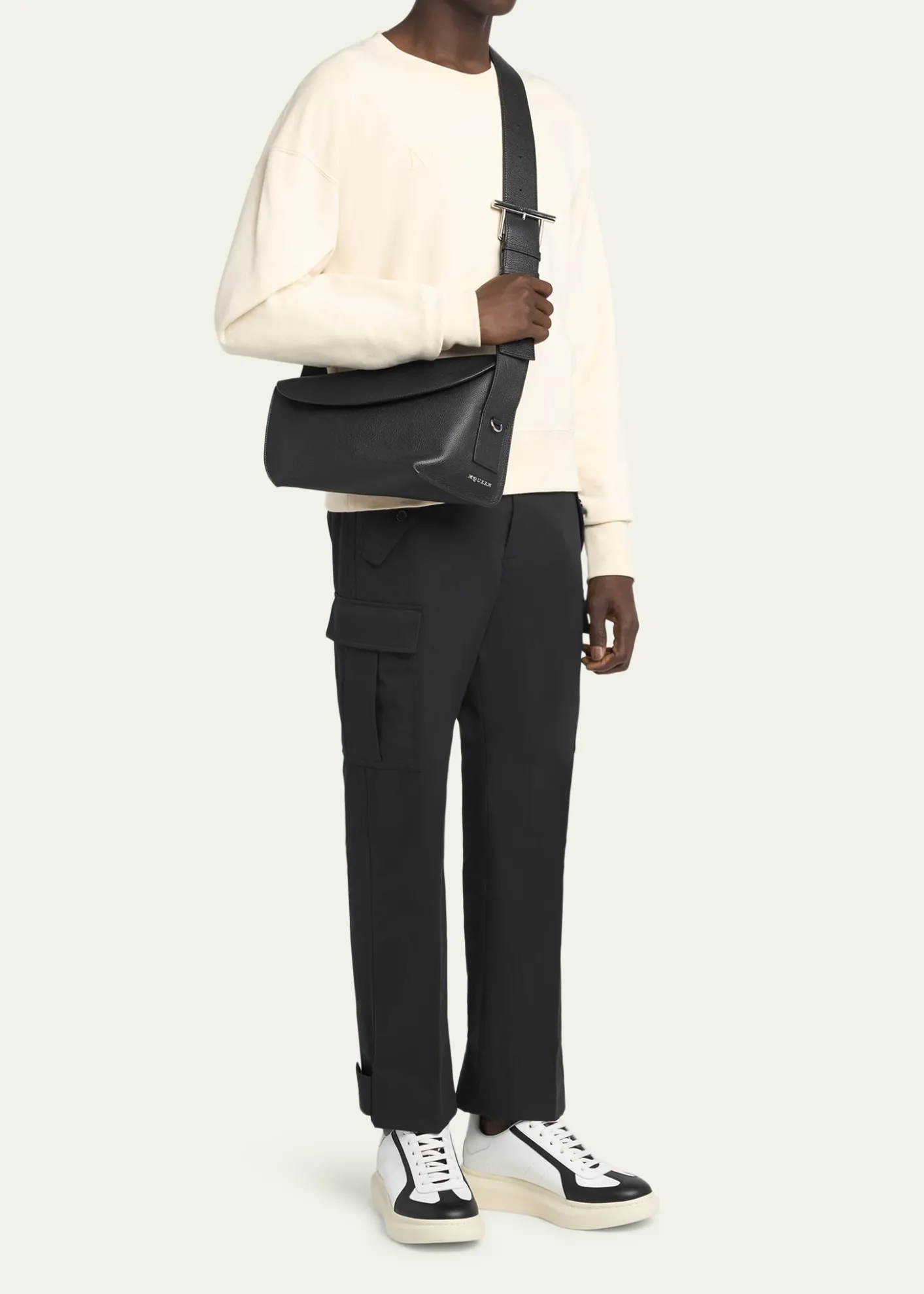 McQueenMen's Leather T-Bar Sling Bag