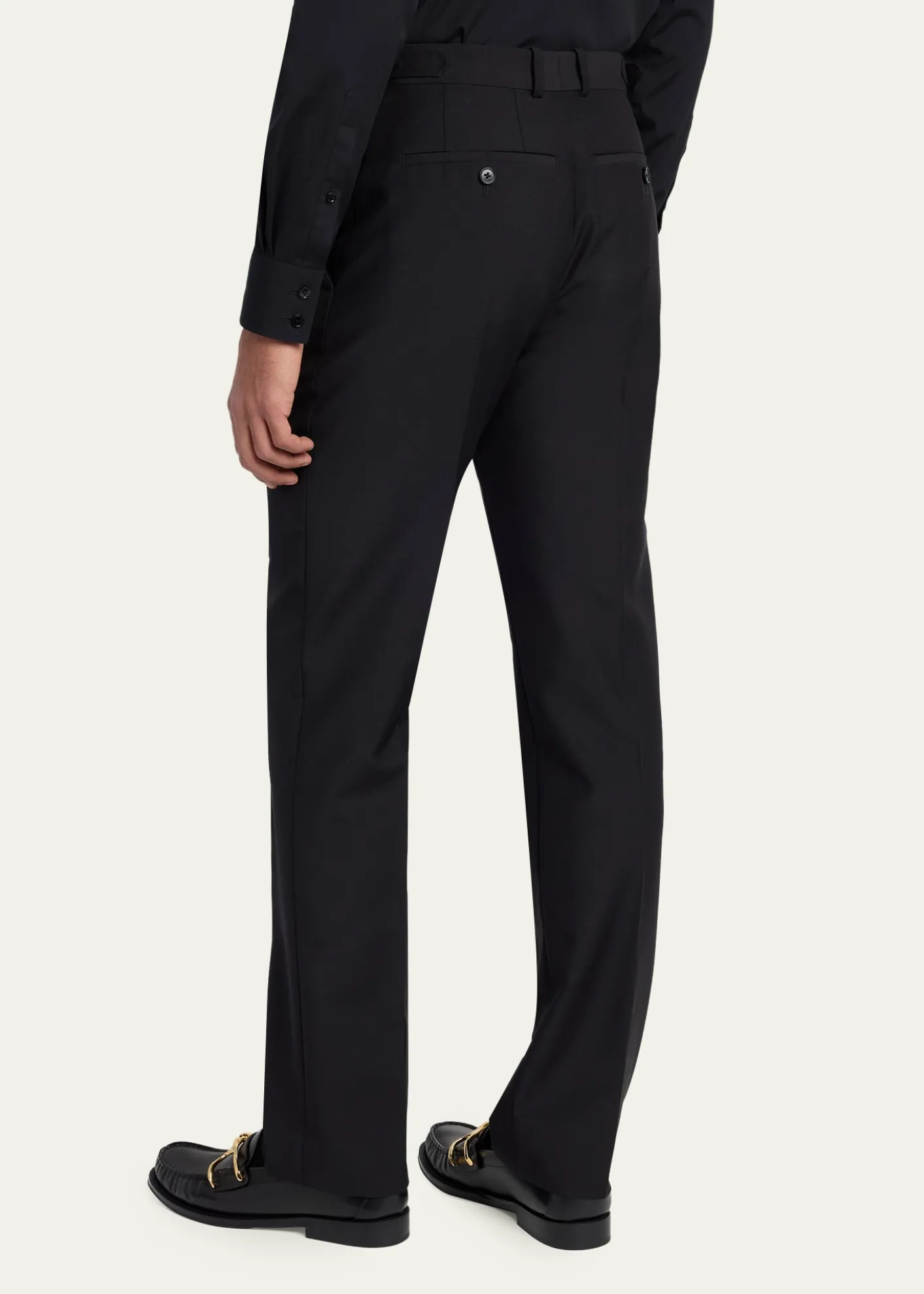 McQueenMen's Waist-Tab Straight Fit Flat-Front Trousers