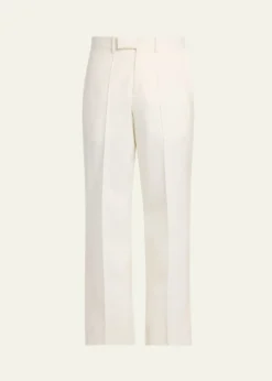 McQueenMen's Wool Pintuck-Pleated Wide-Leg Trousers