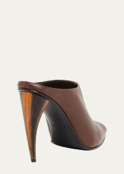 McQueen105mm Horn Leather Peep-Toe Mules
