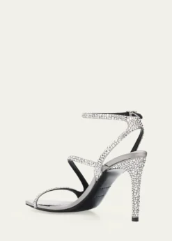 McQueen90mm Skull Embellished Satin Ankle-Strap Sandals