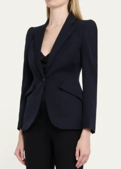 McQueenPeaked Shoulder Crepe Single-Button Jacket