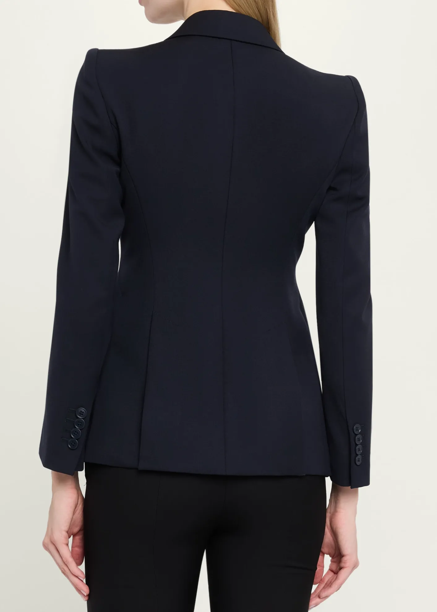 McQueenPeaked Shoulder Crepe Single-Button Jacket