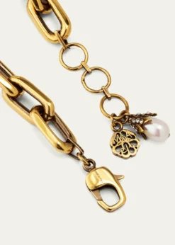 McQueenPearly Chain and Skull Bracelet