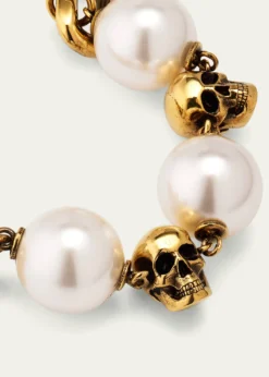 McQueenPearly Chain and Skull Bracelet