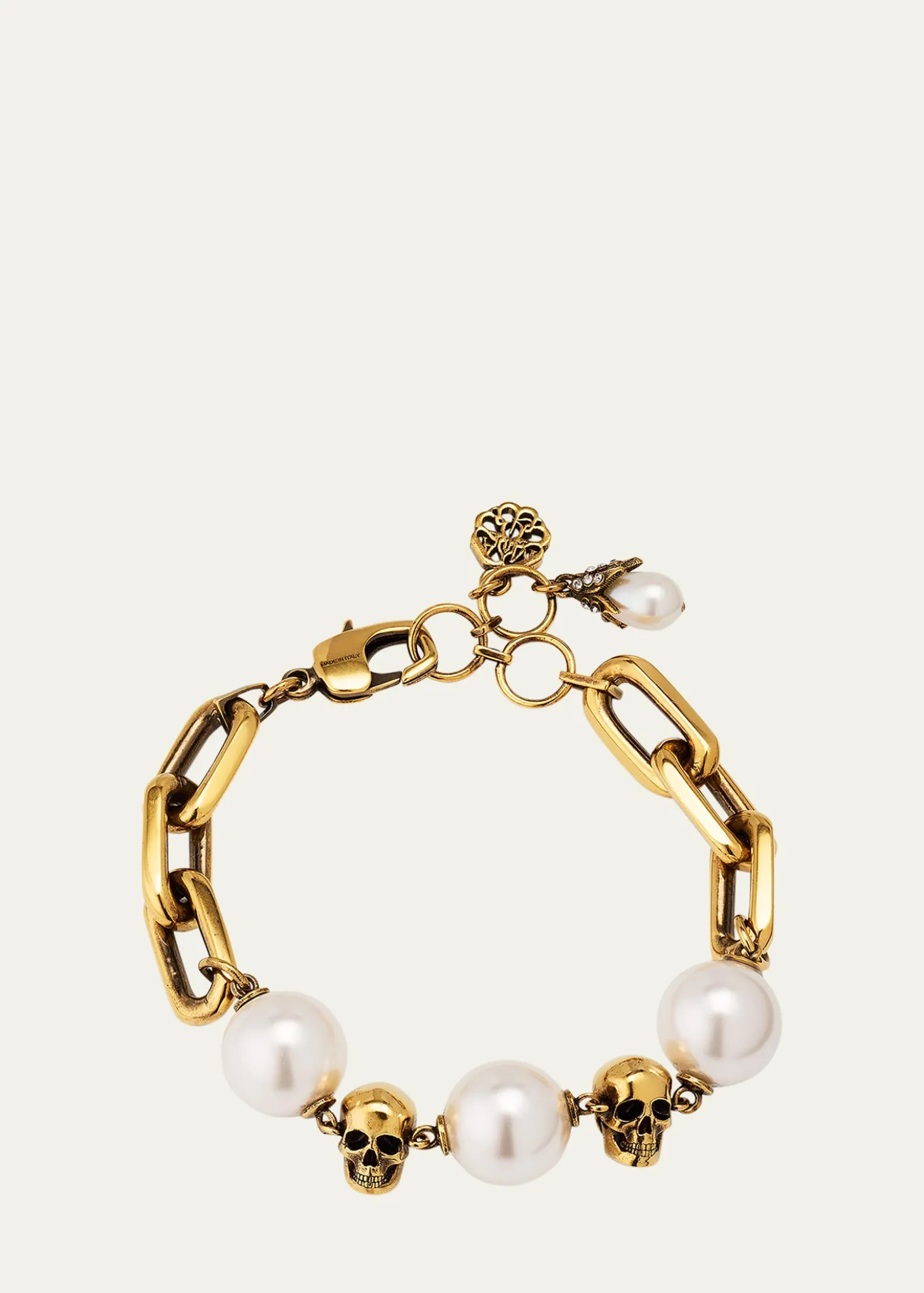 McQueenPearly Chain and Skull Bracelet