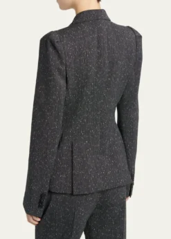 McQueenPinstripe Wool Puff-Sleeve One-Button Jacket