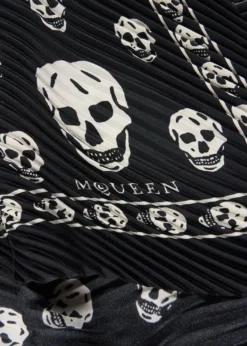 McQueenPleated Silk Skull Scarf