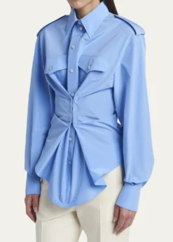 McQueenResponsible Cotton Gathered Long-Sleeve Shirt