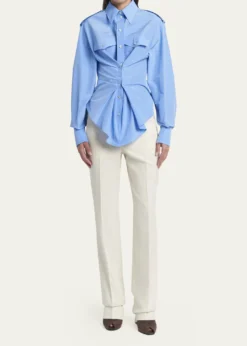 McQueenResponsible Cotton Gathered Long-Sleeve Shirt