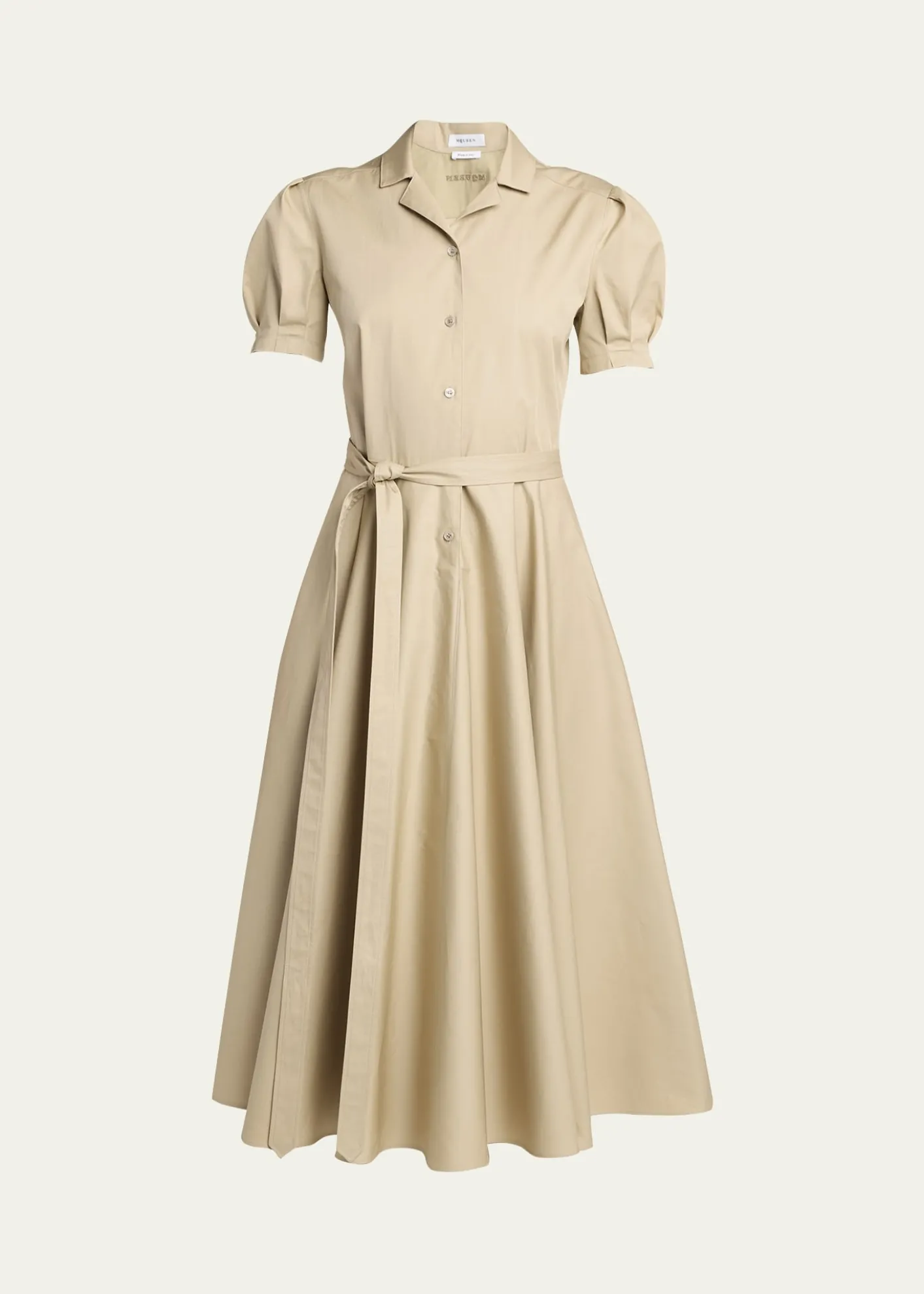 McQueenResponsible Cotton Puff-Sleeve Midi Shirtdress