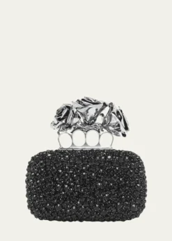 McQueenRose Sculptural Crystal-Encrusted Clutch Bag