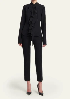 McQueenRuffle Crepe De Chine Shirt