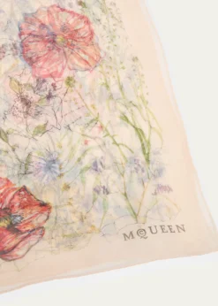 McQueenSkull & Spider Floral Scarf