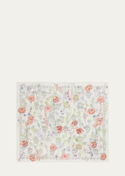 McQueenSkull & Spider Floral Silk Scarf