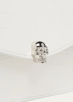 McQueenSkull Top-Handle Bag in Croc-Effect Leather