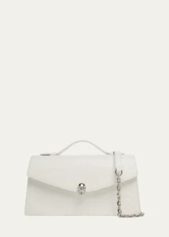 McQueenSkull Top-Handle Bag in Croc-Effect Leather