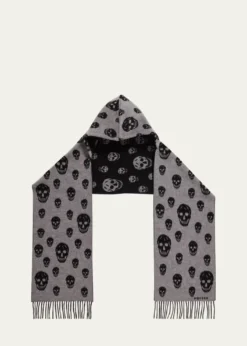 McQueenSkull Wool Cashmere Hooded Scarf
